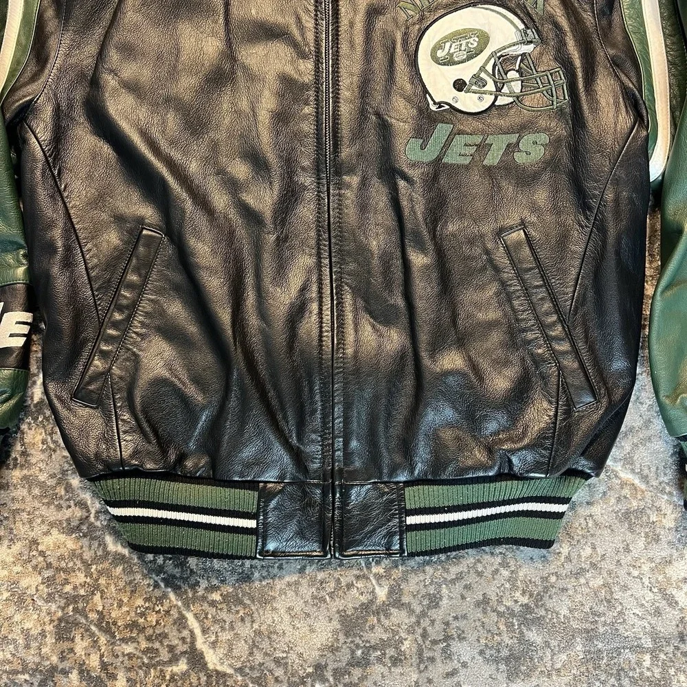 Vintage Carl Banks‎ G-III New York Jets Leather Jacket Size L